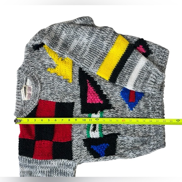 Back To Back Hand Knit Funky 80s Geometric 80s Retro Sweater Vintage | Size L - Picture 6 of 6